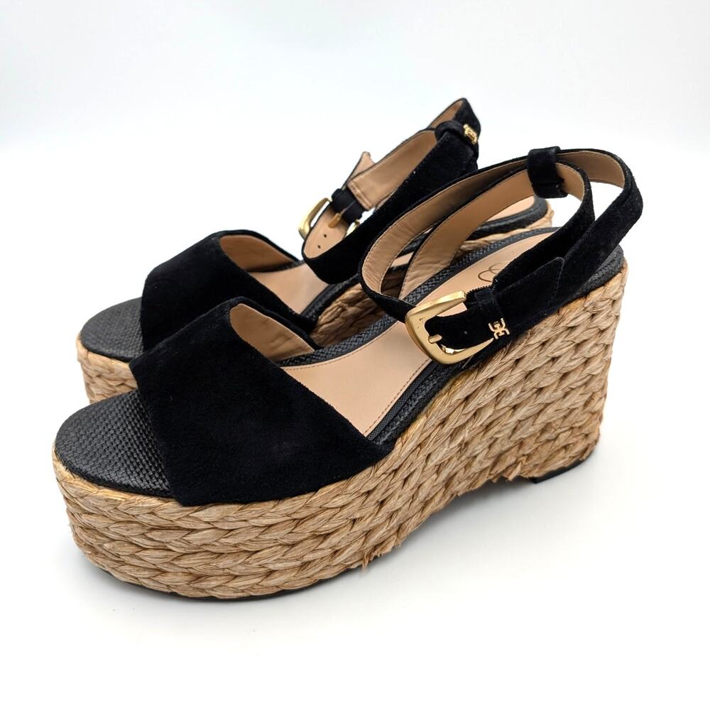 Sam Edelman April Platform Wedge Sandals Women's Black Size US9.5M EU40.5